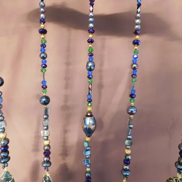 (Dragons Jewels) Driftwood Suncatcher Mobile Natural Labradorite abalone beads